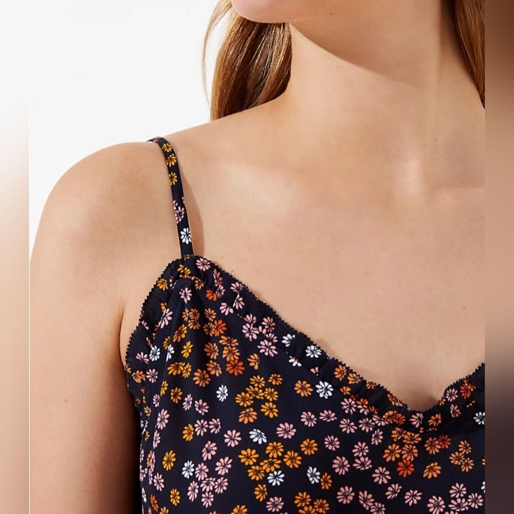Loft Blue Daisy Floral Ruffle Cami Top - Picture 2 of 8